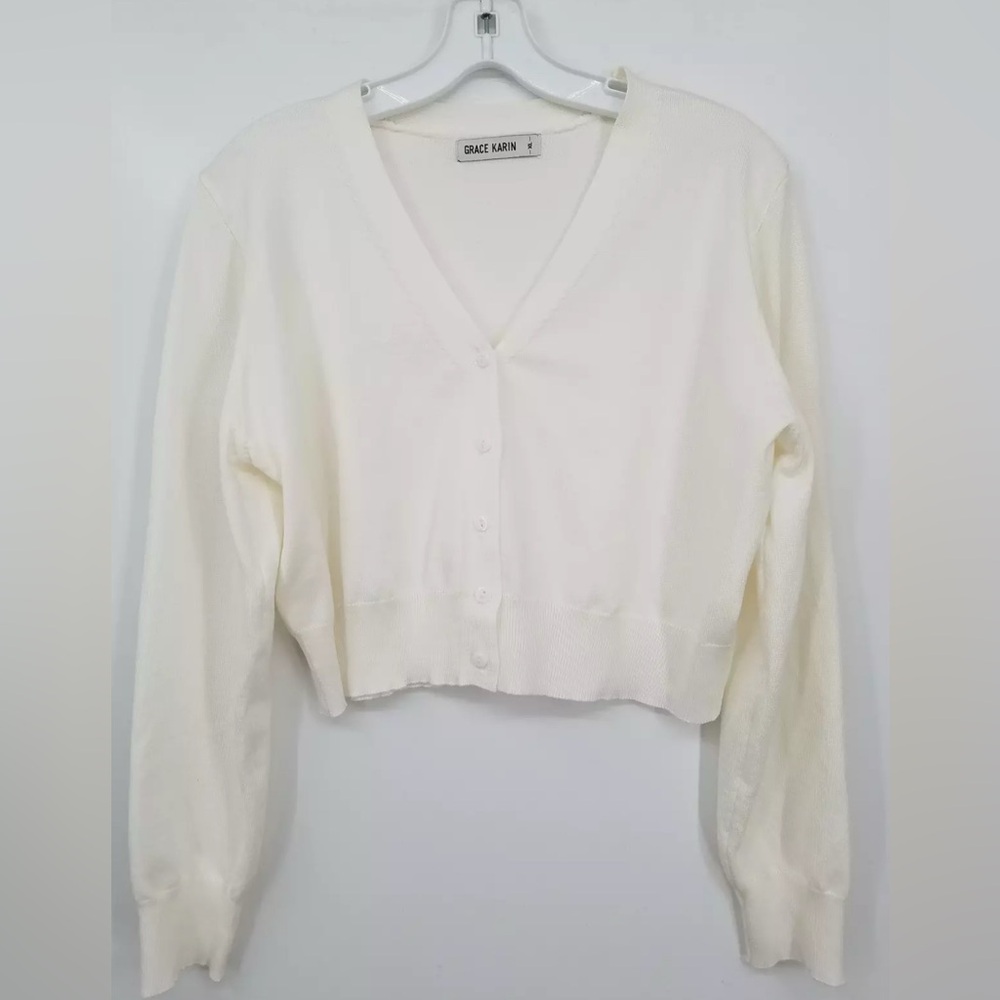 NEW [Grace Karin] Button-Up Cropped Long-Sleeved Cardigan Sweater Women’s Sz XL - Picture 7 of 16